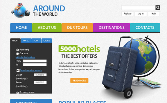 Free Travel Website Template with PSD files