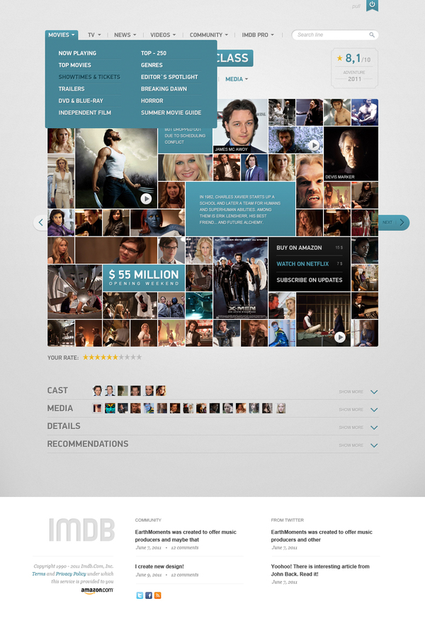 18 Cool Concept Designs (Facelift) of Notable Websites imdb menu vladimir kudinov 18 Cool Concept Designs (Facelift) of Notable Websites