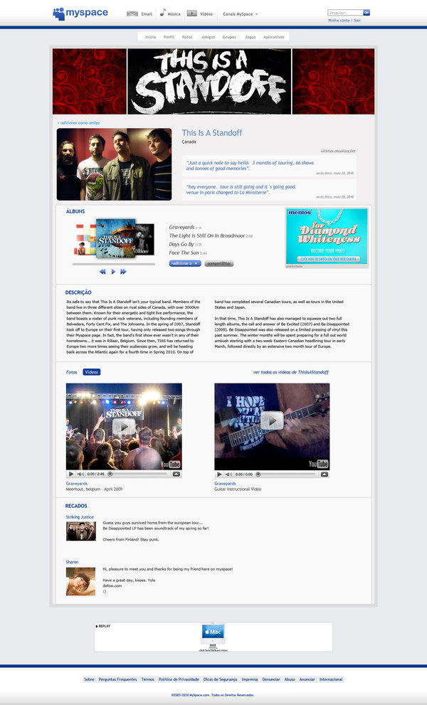 18 Cool Concept Designs (Facelift) of Notable Websites myspace artist page default rafael oliveira 18 Cool Concept Designs (Facelift) of Notable Websites