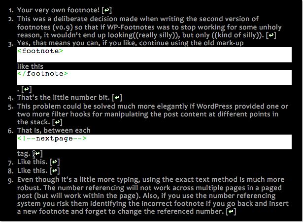 WP Footnotes WordPress plug-in