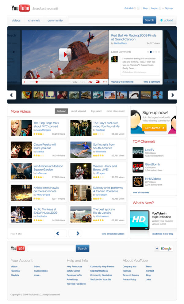 18 Cool Concept Designs (Facelift) of Notable Websites youtube main page thadeu morgado 18 Cool Concept Designs (Facelift) of Notable Websites