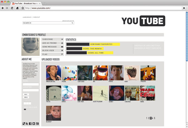 18 Cool Concept Designs (Facelift) of Notable Websites youtube user page michele byrne 18 Cool Concept Designs (Facelift) of Notable Websites