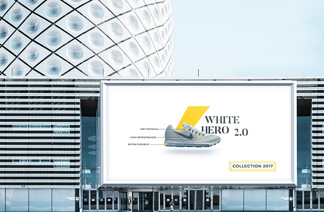 nike white hero 2.0 sneakers billboard