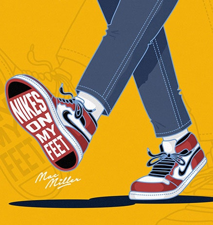 mac miller nikes on my fit ilustracija