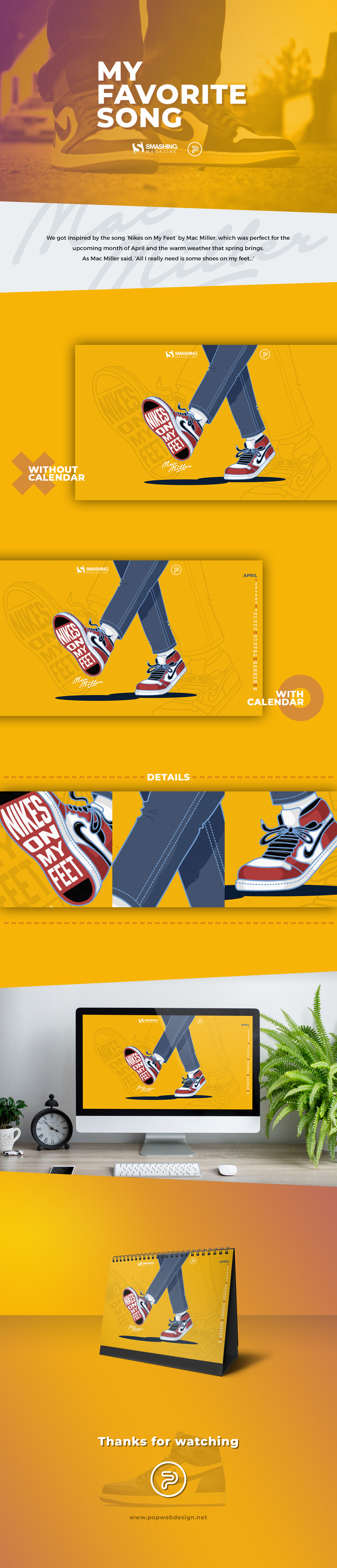 nikes on my feet calendar design