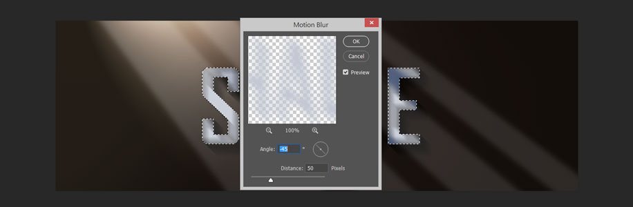 photoshop senka slova motion blur