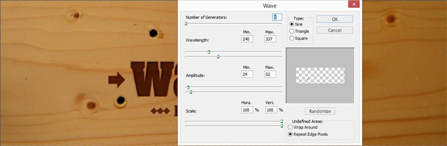 photoshop efekat slova drvo filteri