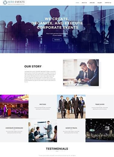 aero events web design