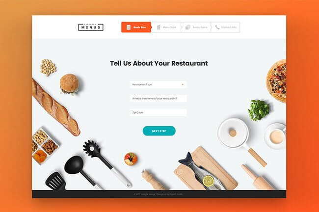 tasteful menus website redesign