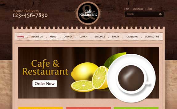 Cafe & restaurant website PSD template