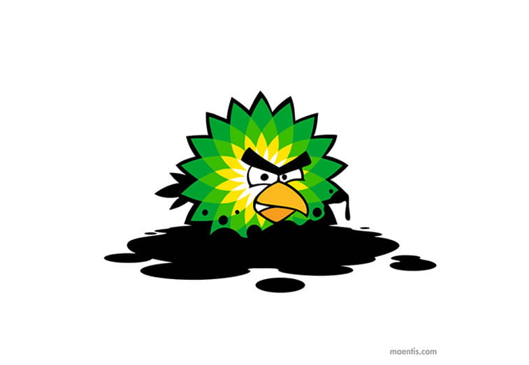 Logo design Universal Unbranding Project by Maentis (3) Angry Birds British Petroleum BP oil spill