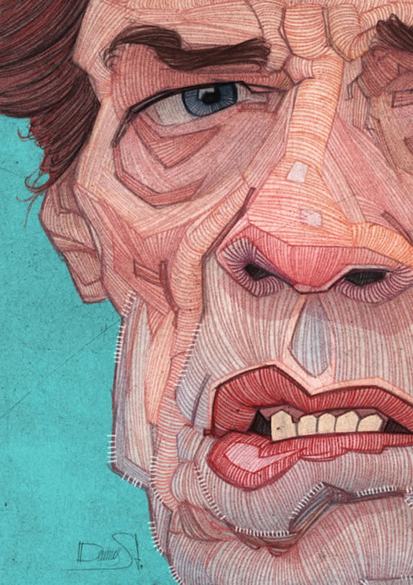 stavros damos illustration the rolling stones mick jagger detail
