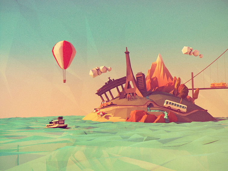 low poly europe