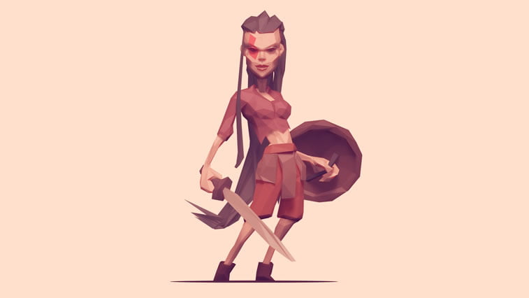 low poly shieldmaiden