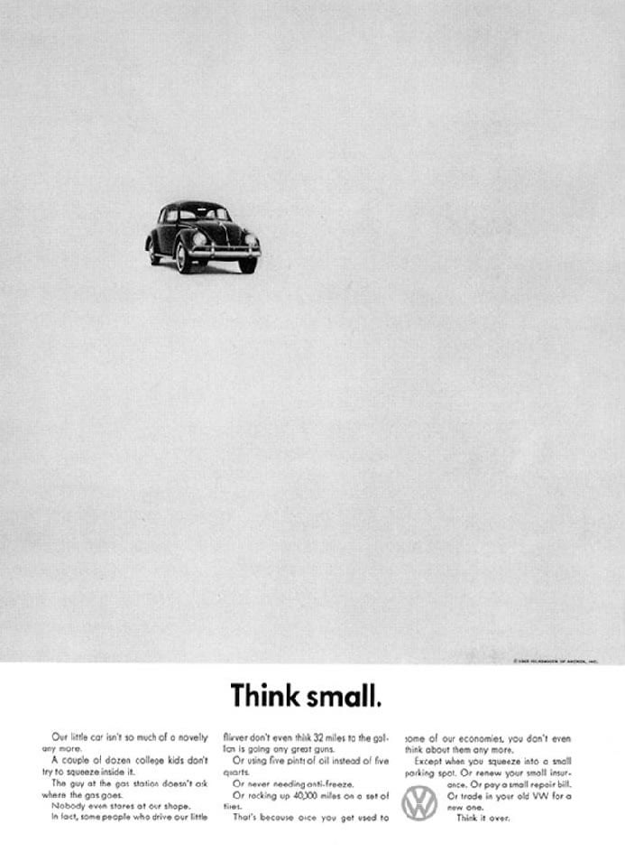 VW's 1959 Think small. campaign