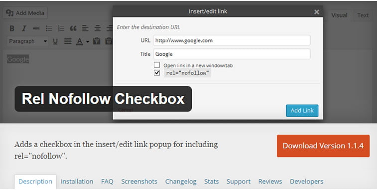 wordpress seo plugin rel nofollow checkbox