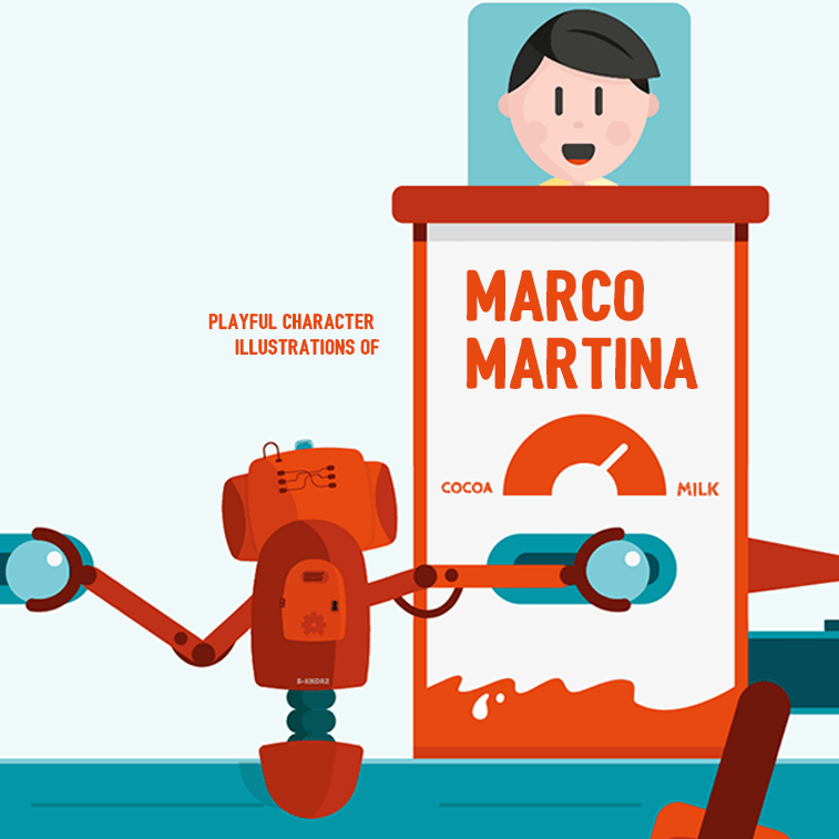 Playful character illustrations of Marco Martina