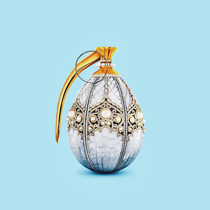 Consumerism culture mocked by Tony Futura egg bomb