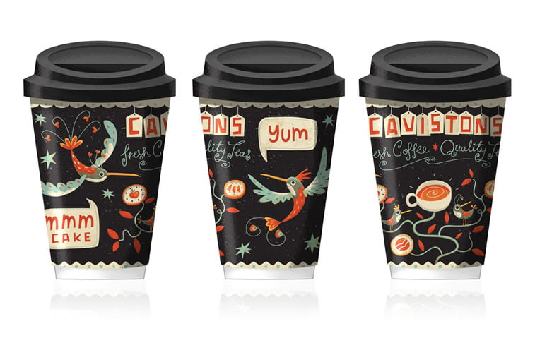 steve simpson illustrated packaging coffee cup cavistons 1