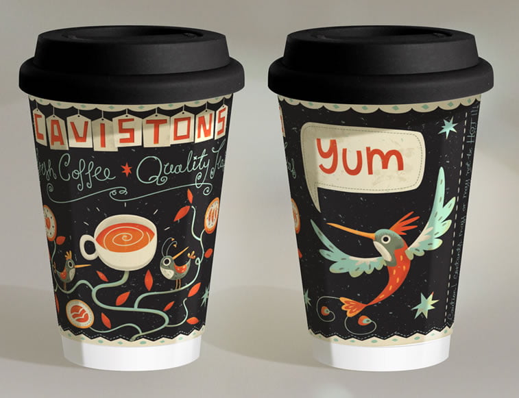 steve simpson illustrated packaging coffee cup cavistons 3