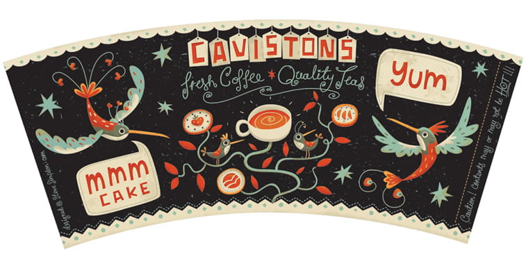 steve simpson illustrated packaging coffee cup cavistons 4