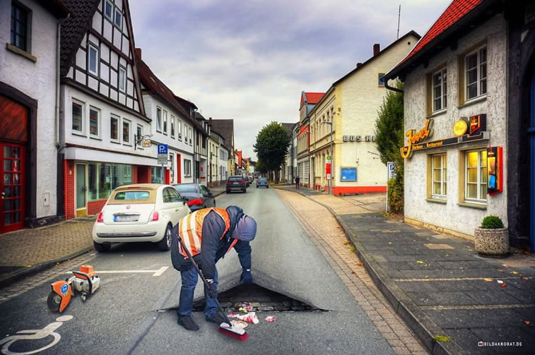 photo manipulation bildakrobat street-cleaning