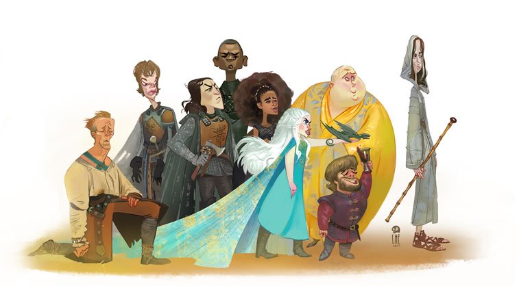 game of thrones caricature tata che daenerys jaqen varys greyjoys