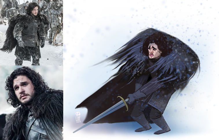 game of thrones caricature tata che jon snow