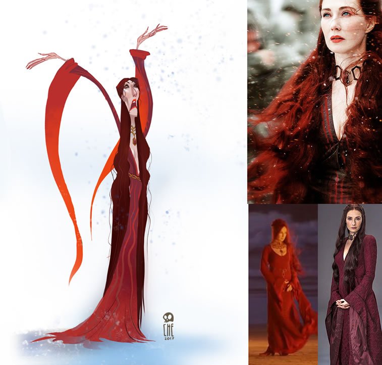 game of thrones caricature tata che melissandre the red witch
