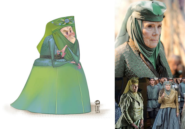 game of thrones caricature tata che olenna tyrell