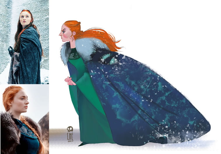 game of thrones caricature tata che sansa stark