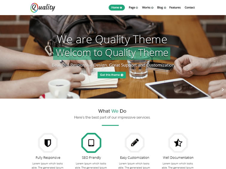 quality green wordpress theme
