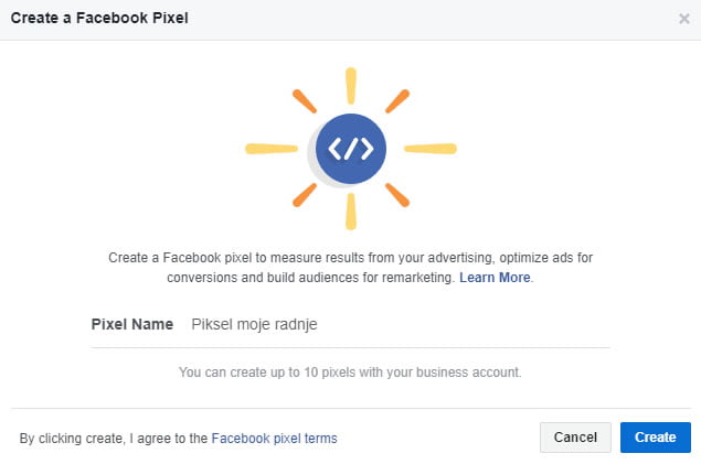 kako napraviti piksel