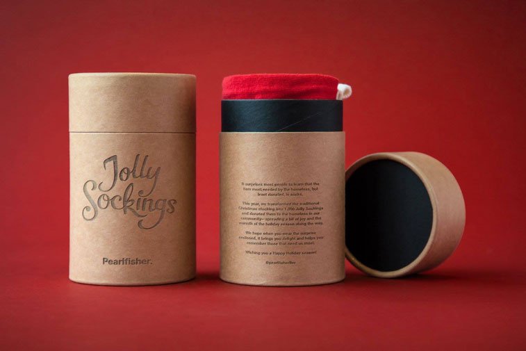 Jolly Socking campaign homeless for Christmas packaging design 1