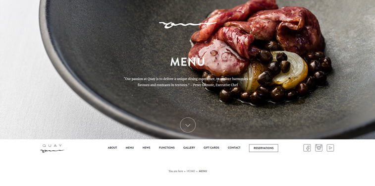 Quay meni kreativni sajtovi restorana