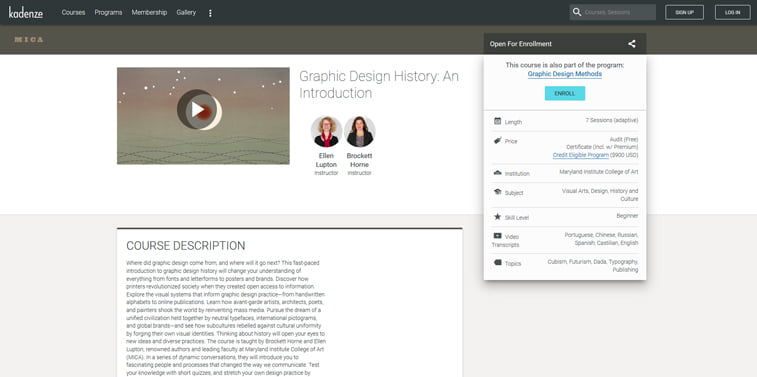 Kadenze istorija dizajna