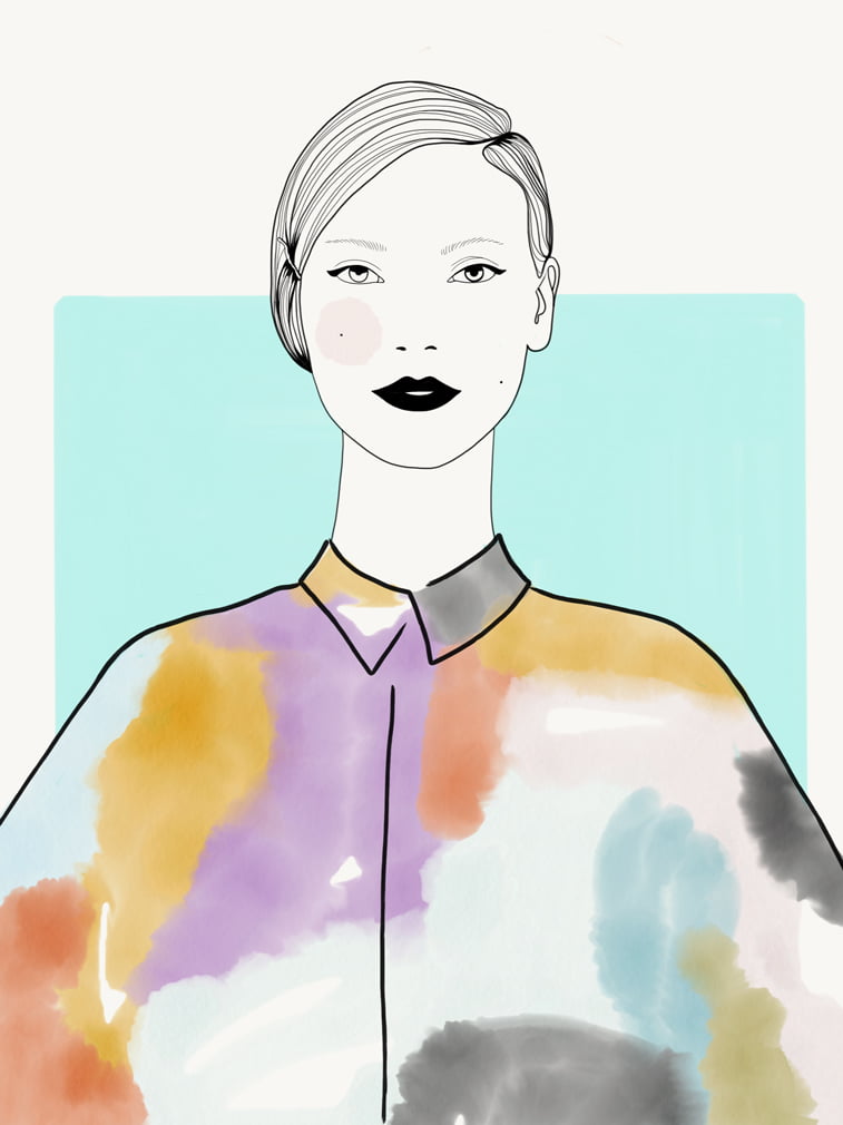 Rocio Vigne black line 2 color modna ilustracija