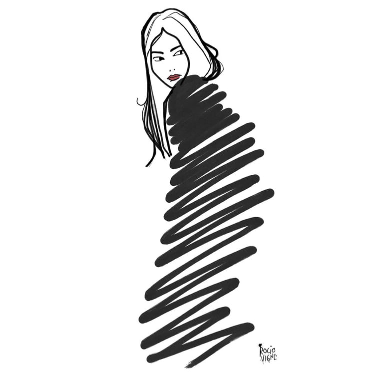 Rocio Vigne black line modna ilustarcija
