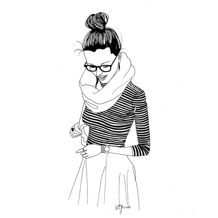 Rocio Vigne blue red 2 black modna ilustracija