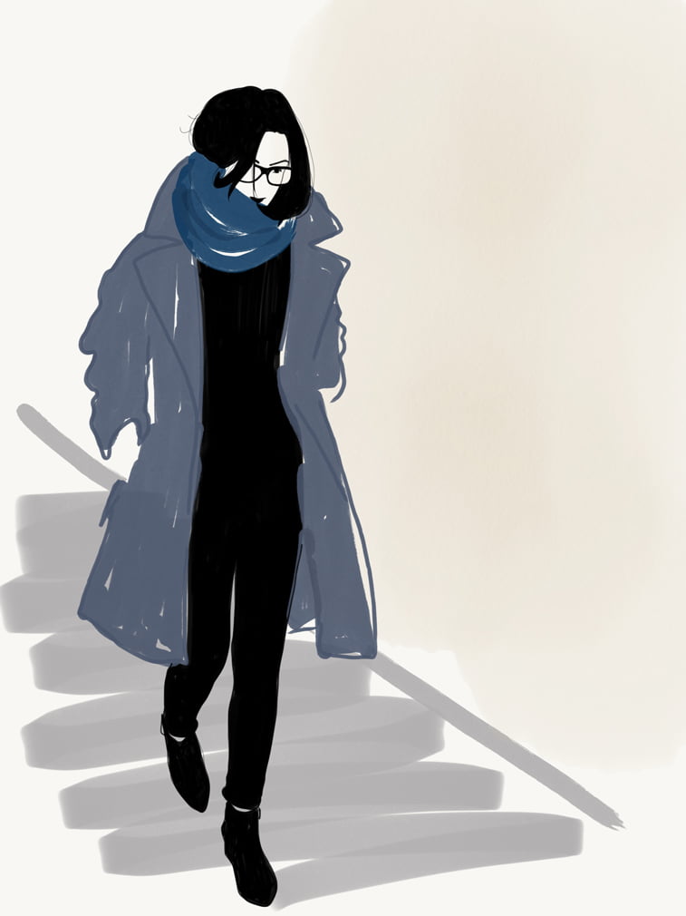 Rocio Vigne blue scarf modna ilustracija