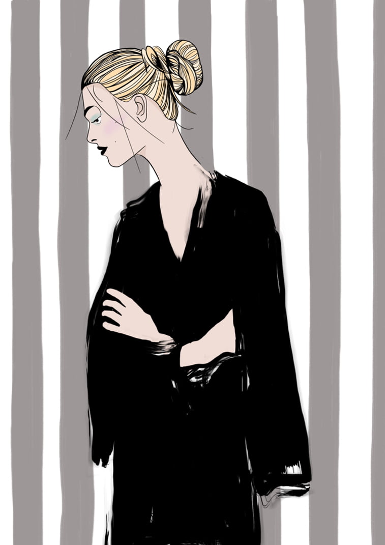 Rocio Vigne green and stripes modn ailustracija