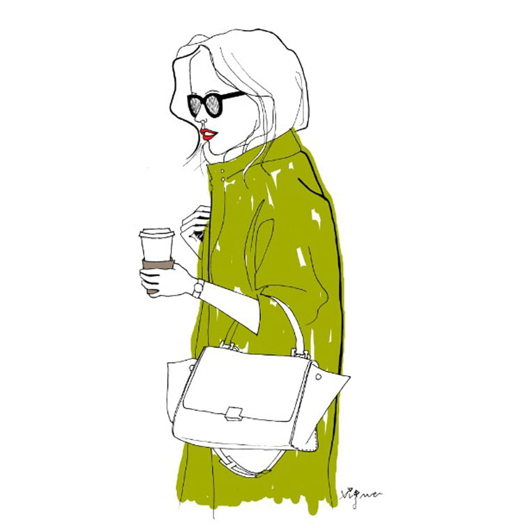 Rocio Vigne green and coffee modn ailustracija