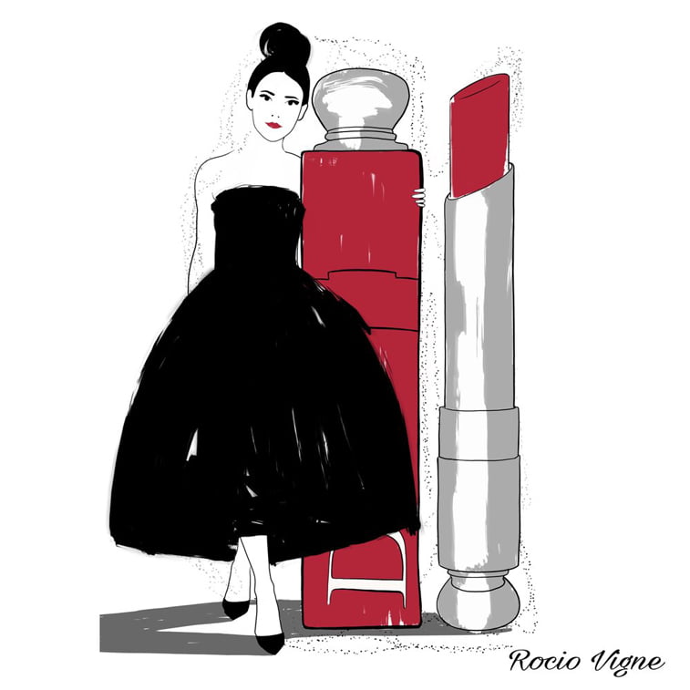 Rocio Vigne red lipstick modna ilustracija