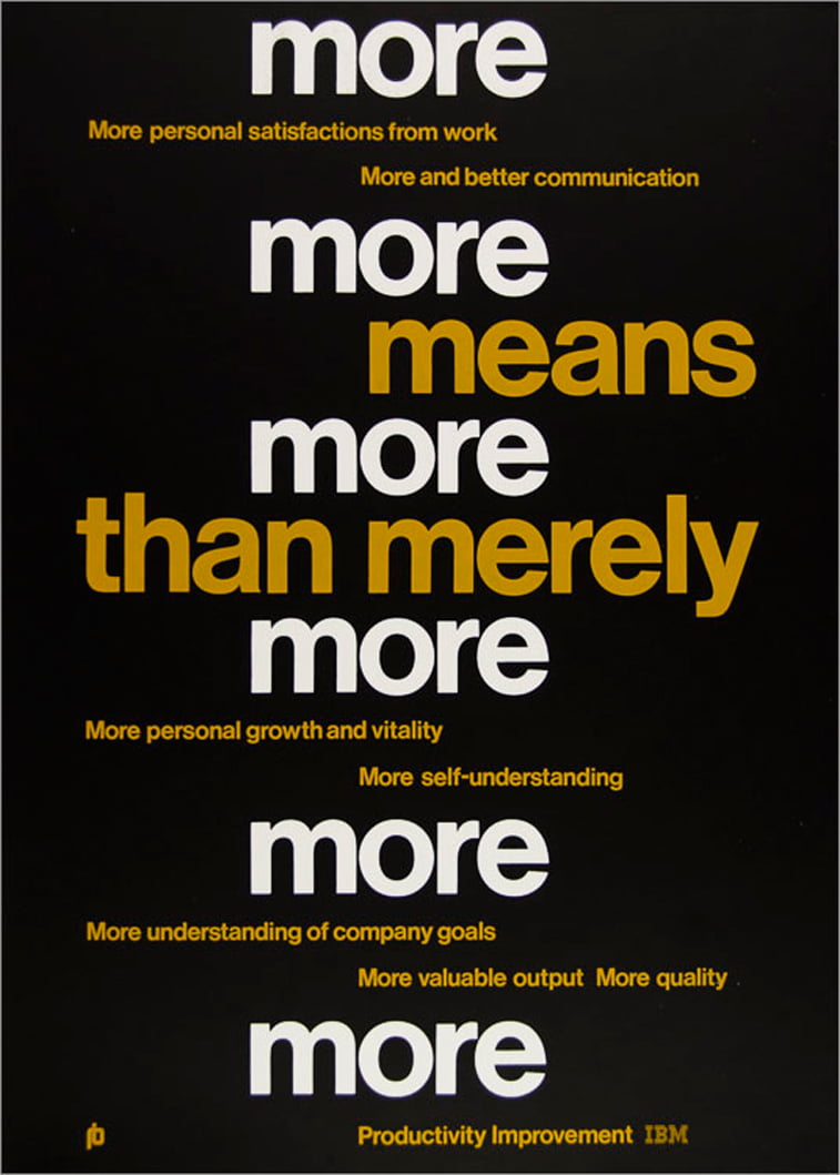 IBM plakati personal satisfcation tipografija bela slova zuta slova crna pozadina