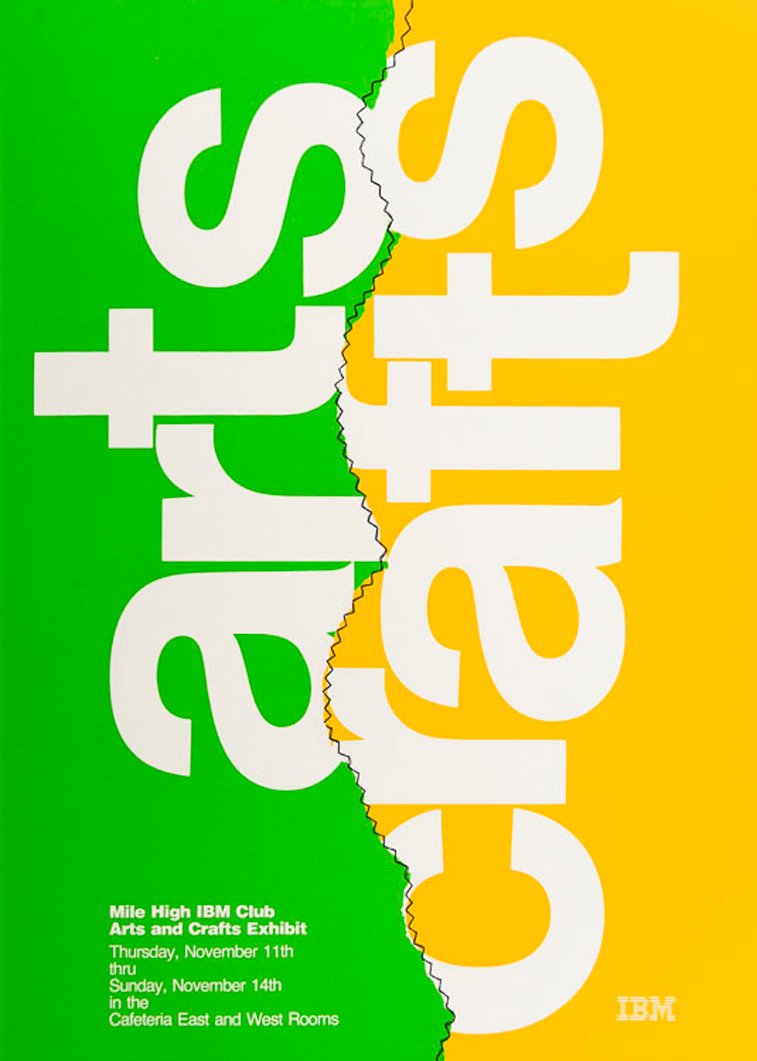 IBM plakati arts crafts zuto zelena