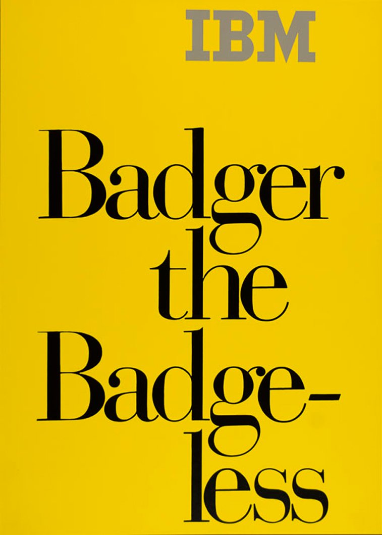 IBM plakati tipografija crna slova na zutoj pozadini