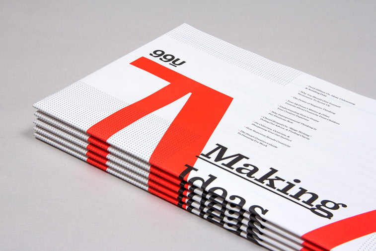 99u magazine red white tipografija print dizajn