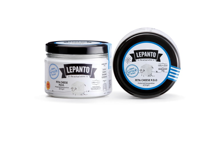 Lepanto feta sir u tegli dizajn etikete