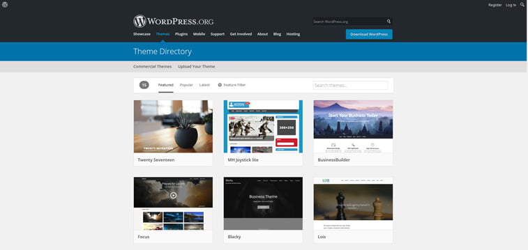 wordpress theme directory featured themes