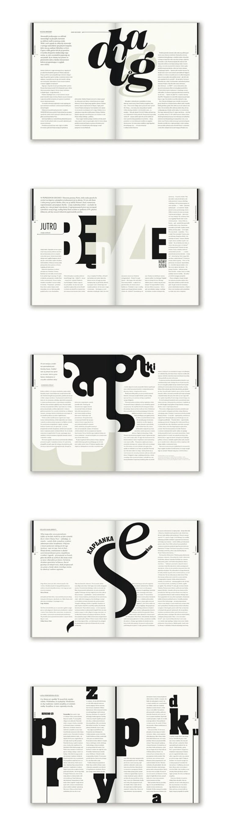 dizjan casopisa spread layout crno belo tipografija
